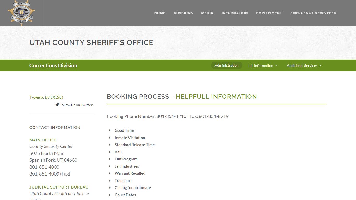 Utah County Sheriff's Office Booking Process