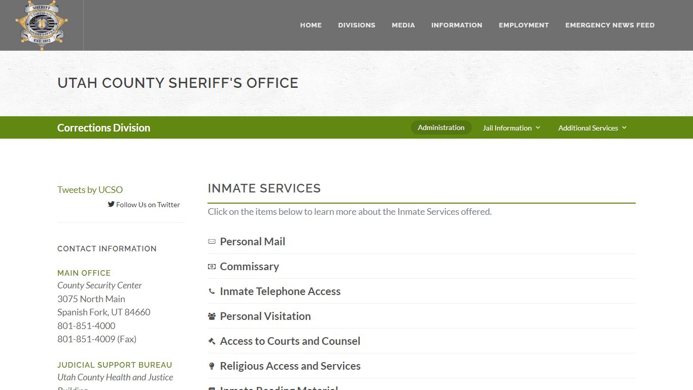 Utah County Sheriff's Office Inmate Services