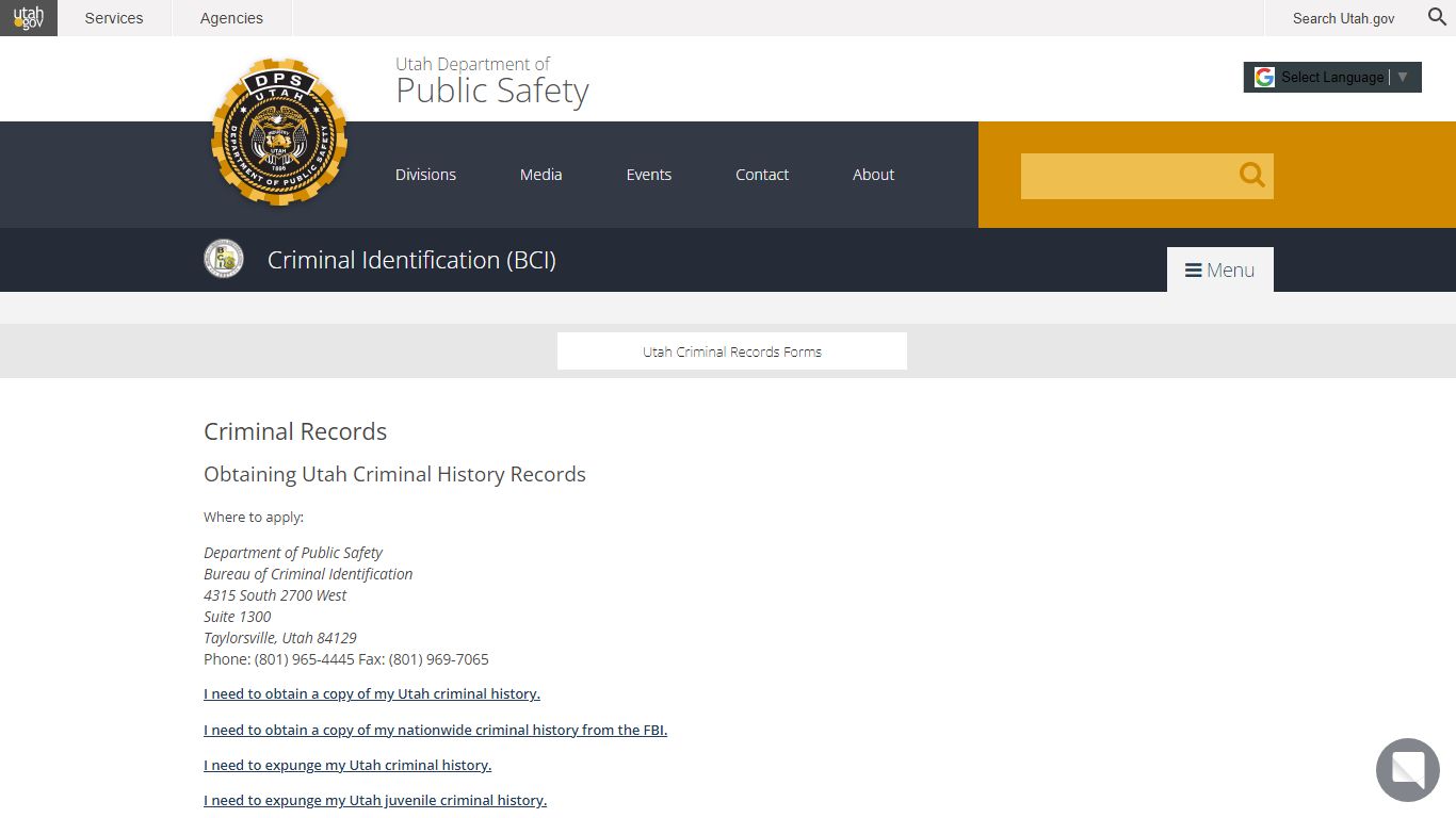 Criminal Records | DPS – Criminal Identification (BCI)