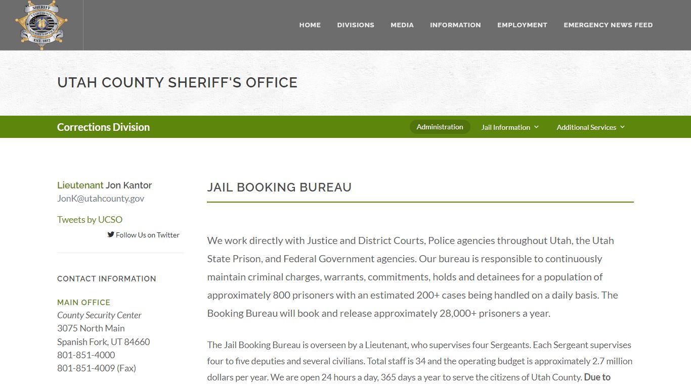 Utah County Sheriff's Office Booking